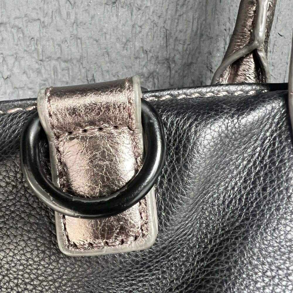 Liebeskind Berlin Leather Shoulder Bag Satchel Black Metallic Slouchy Soft Purse - Picture 11 of 16